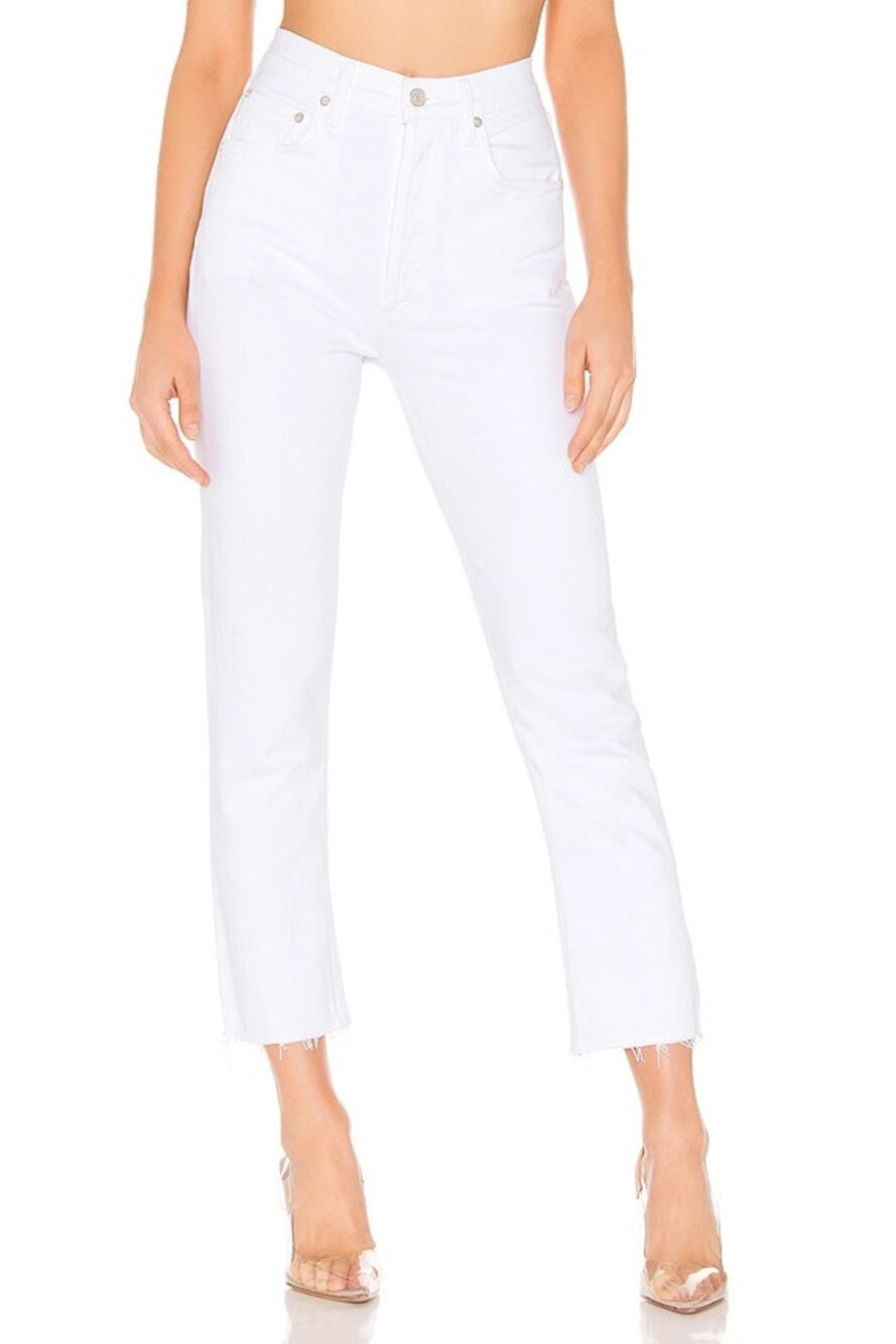AGolde Riley High Rise Straight Crop Jeans in Blurred Size 26 Flawed